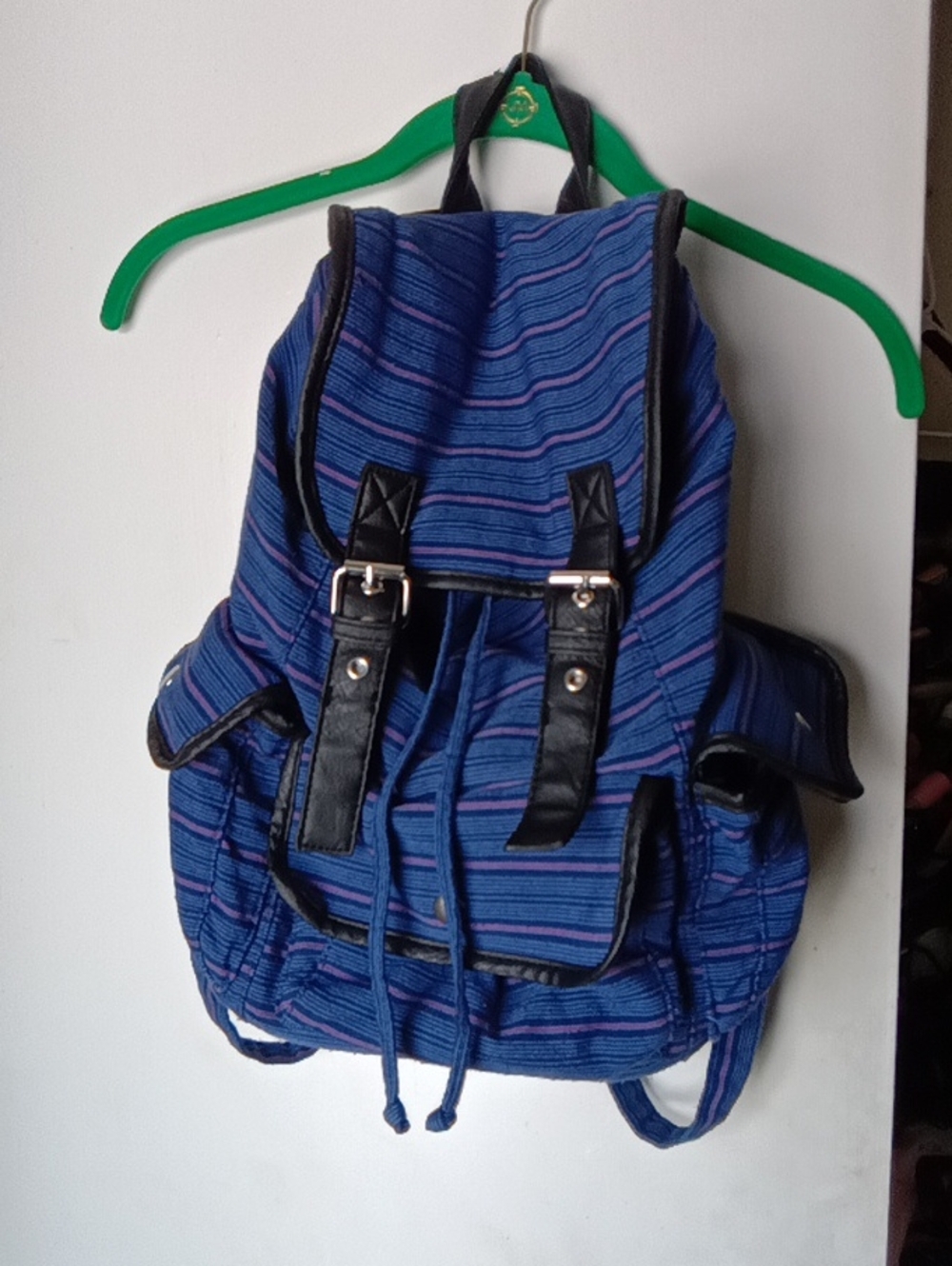 Candie's Blue Striped Casual Backpack with Black Trim